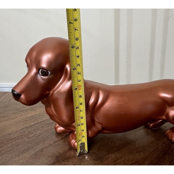MCM PORCELAIN Figurine Copper DOG DACHSHUND Hand Crafted Hand Painted Art Deco - Picture 11 of 11